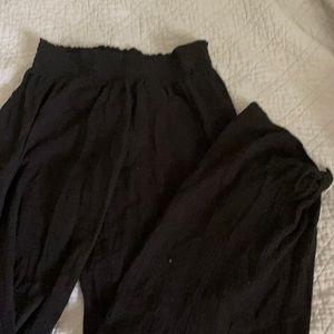 Linen slit leg black pants
